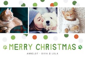 Vrolijke huisdieren kerst foto collagekaart met confetti