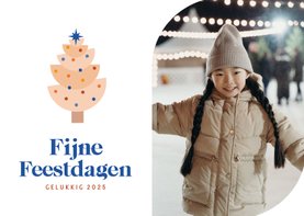 Vrolijke kerstkaart met eigen foto en modern kerstboompje