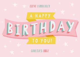 Vrolijke verjaardagskaart met typografie en sterren