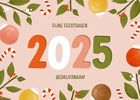 Vrolijke zakelijke kerstkaart met kader en 2025 