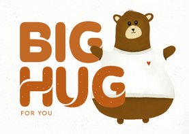 Wenskaart met grote beer 'Big hug for you'
