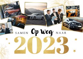 Zakelijke kerstkaart autobranche fotocollage zeven foto's