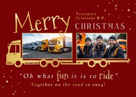 Zakelijke kerstkaart transport trucker goud foto's