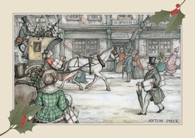 Zakelijke kerstkaarten - Anton Pieck koets met paard