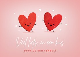 Zomaar kaart veel liefs en een kus door de brievenbus hartje