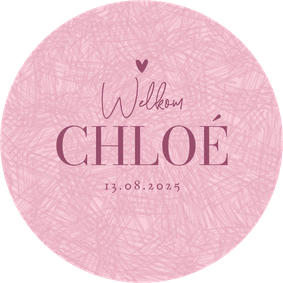 Cirkelkaart geboortekaartje meisje rond potlood effect roze