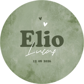 Cirkelkaart geboortekaartje rond groen natuurlijk stoer