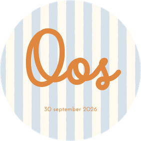 Geboortekaartje cirkelvorm met hippe blauwe streepjes