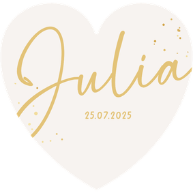 Geboortekaartje hartkaart beige goud spetters lief