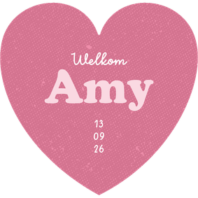 Geboortekaartje hartkaart stoer retro hartje liefde roze