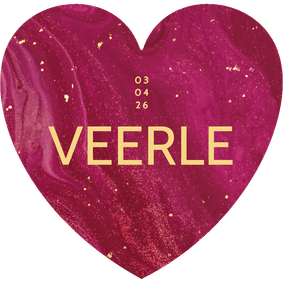Geboortekaartje meisjes in hartvorm met roze marmer