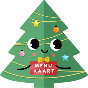 Grappige hippe menukaart kerstboom met ogen