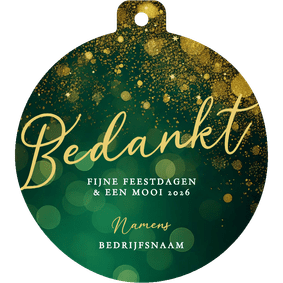 Groene bokeh zakelijke kerstkaart kerstbal vorm bedankt