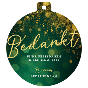 Groene bokeh zakelijke kerstkaart kerstbal vorm bedankt
