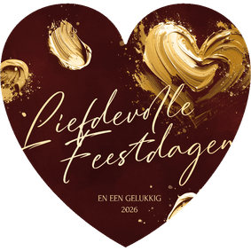 Hartvorm kerstkaart met geschilderd hart liefdevolle kerst