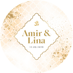 Hindoestaanse trouwkaart rond watercolor ohm teken