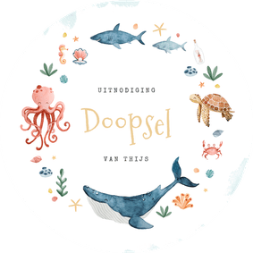 Hippe uitnodiging doopviering oceaandieren