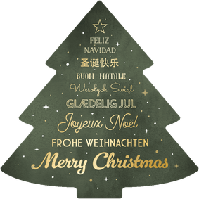 Internationale kerstkaart kerstgroet in verschillende talen