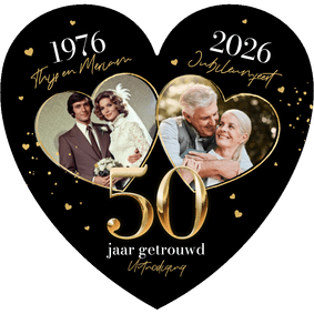 Jubileum uitnodiging hartvorm liefde gouden huwelijk foto's