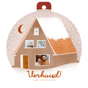 Kerst verhuiskaart kerstbal vorm roest maan