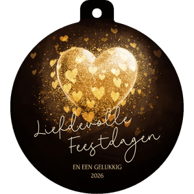 Kerstbal kaart liefdevolle kerst met sprankelend hart