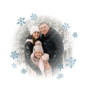 Kerstbal kerstkaarten met grote foto en sneeuwvlokken