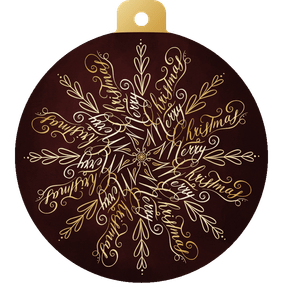 Kerstbalvorm kaart Merry Christmas sneeuwvlok typografie