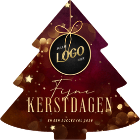 Kerstboom kaart zakelijk met logo kerstbal en sterren