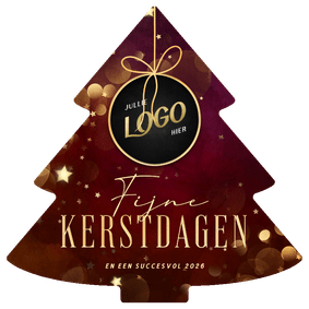 Kerstboom kaart zakelijk met logo kerstbal en sterren