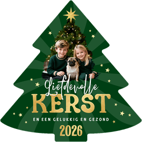 Kerstboom kerstkaart foto sterren liefdevolle kerst 2026
