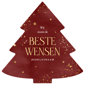 Kerstboom kerstkaart zakelijk beste wensen rode waterverf