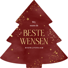 Kerstboom kerstkaart zakelijk beste wensen rode waterverf