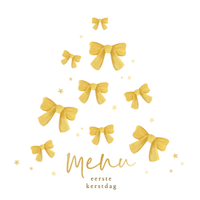 Kerstboom vorm menukaart kerst strikjes sterren goud