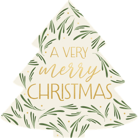 Kerstkaart botanische takjes met gouden tekst kerstboom