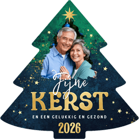 Kerstkaart foto kerstboom sprankelend sterretjes verf