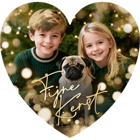 Kerstkaart hartvorm foto sprankelend lichteffecten liefde