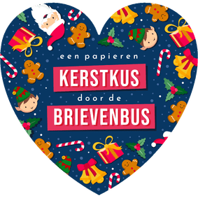 Kerstkaart in hartvorm met vrolijke kerst illustraties