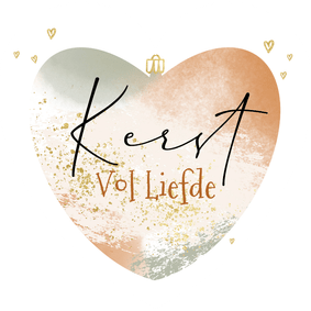 Kerstkaart kerst vol liefde hartvorm waterverf look