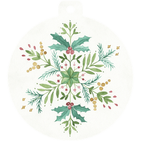 Kerstkaart kerstbal met kerstster van waterverf takjes