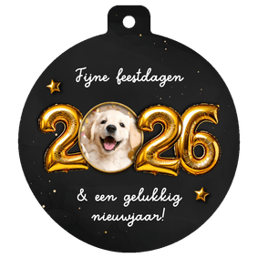 Kerstkaart kerstbalvorm folieballon 2026 foto in 0