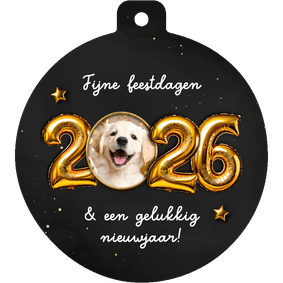 Kerstkaart kerstbalvorm folieballon 2026 foto in 0