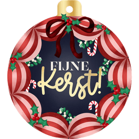 Kerstkaart kerstbalvorm kerstballen kerstkrans Fijne Kerst!