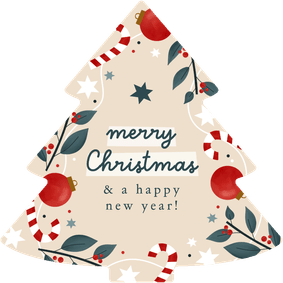 Kerstkaart kerstboomvorm kerstbal zuurstok bonprix