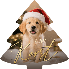 Kerstkaart kerstboomvorm met hond of eigen foto