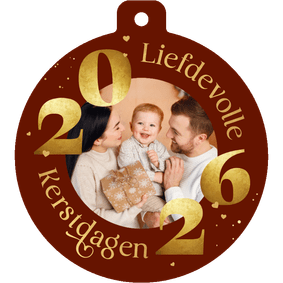 Kerstkaart kertbal hartjes liefdevolle kerstdagen foto 2026