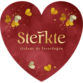 Kerstkaart sterkte tijdens de feestdagen hartvorm goud rood