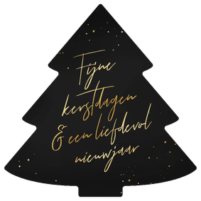Kerstkaart stijlvol kerstboomvorm sierlijke tekst liefdevol