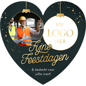 Kerstkaart zakelijk hartvorm fijne dagen twee foto's goud