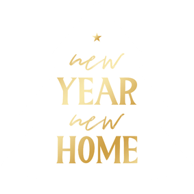 Kerstverhuiskaart new year new home kerstboomvorm wit