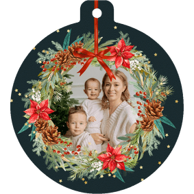 Klassieke kerstkaart kerstkrans foto sterren goudlook 